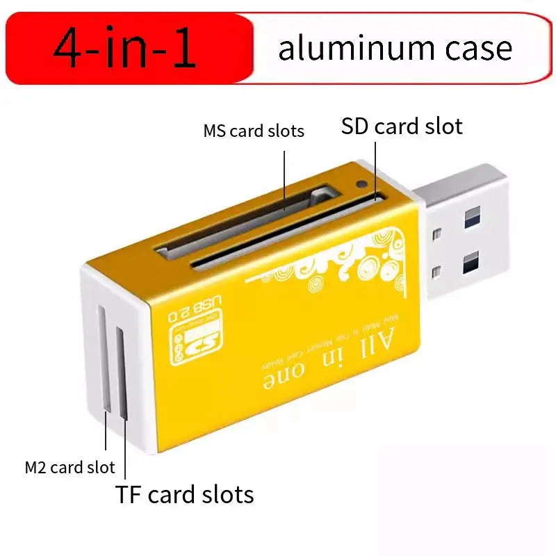 4In1 TF Micro M2 SD MS Memory Card Reader High Speed USB2.0 MMC Adapter Plug For Laptop Computer Desktop Pc Vehicle Speaker