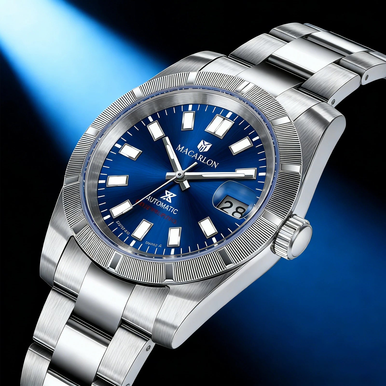 New MACARLON Design 38mm Mechanical Watch Men Sapphire Glass Luminous Stainless Steel Waterproof China NH35 Automatic Watch