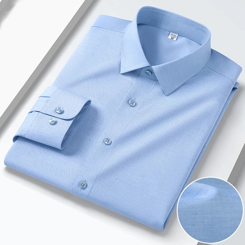 Men's micro-stretch business casual formal fashion classic social comfortable breathable linen modal cotton long-sleeved shirt