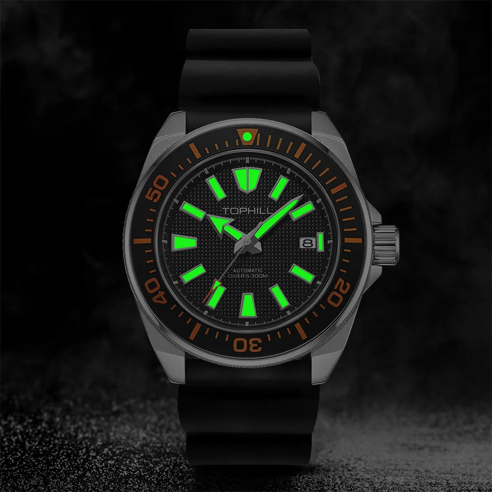 TOPHILL 40mm Automatic Mechanical Watches Men's Diving Watch NH35 Waterproof 30Bar Sapphire Super Luminous Wristwatches TD008G