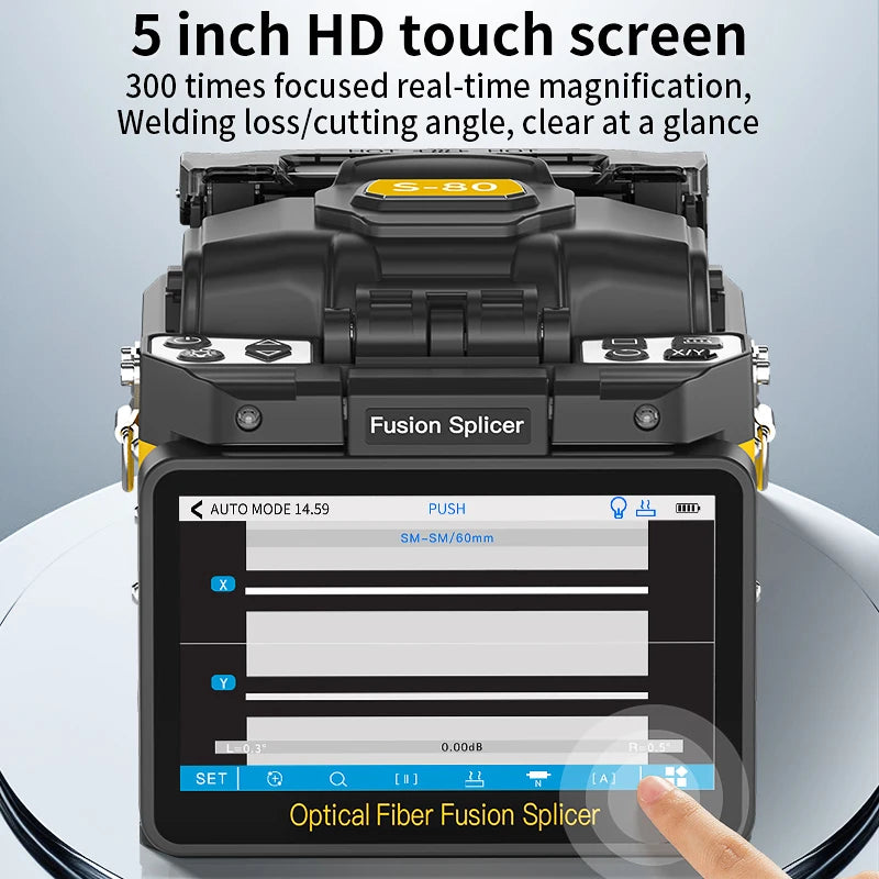 COMPTYCO 6 Motors Fiber Optic Fusion Splicer S-80/A-80S/A-80F/A-10 FTTH Optical Fiber Fusion Machine Touch Screen 10 Languages