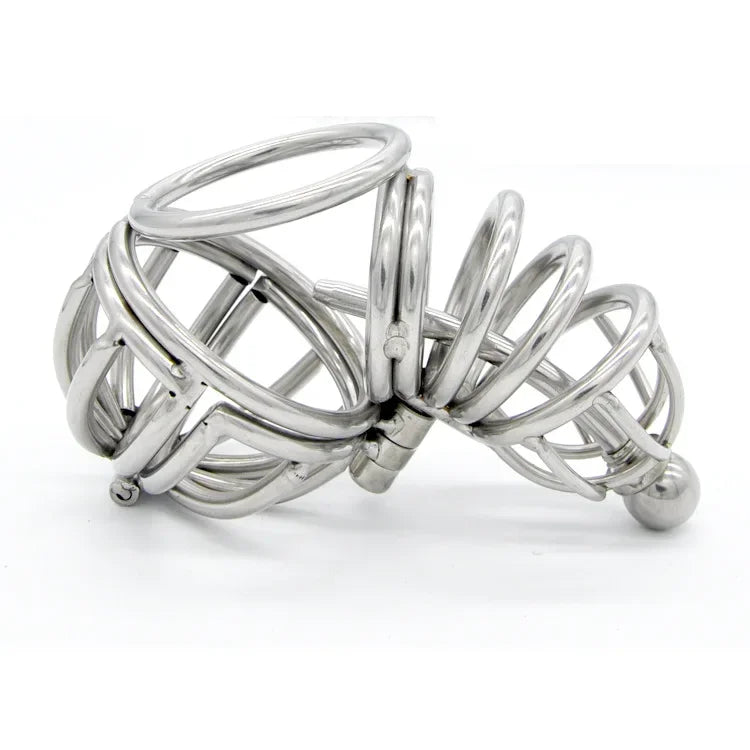 Stainless Steel Male Chastity Device with Urethra Tube Chastity Belt Cock Cage Lockable Virginity Penis Ring Penis Men A071