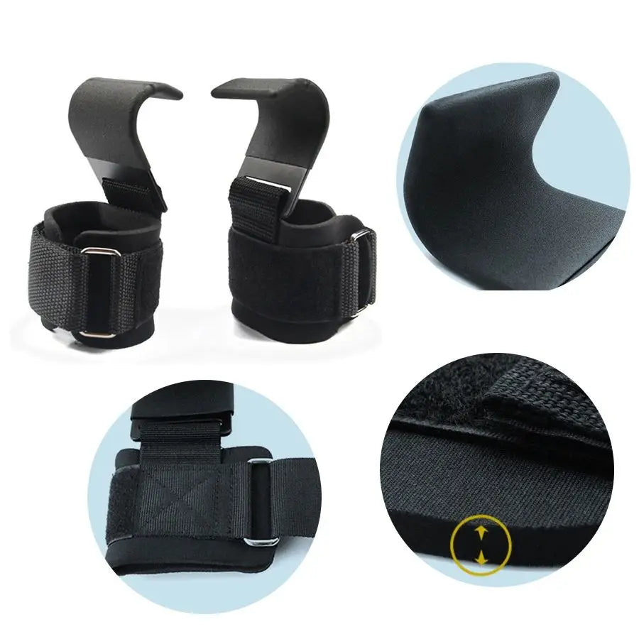 2pcs Heavy Duty Lifting Hooks with Wrist Support Straps for Pull-Ups and Deadlifts, Gym Fitness Grip Gear for Men and Women