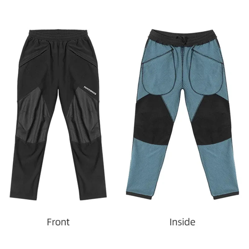 ROCKBROS Winter Cycling Pants for Men Women Windproof Breathable Fleeced Long Sports Running Camping Reflective Bike Pants